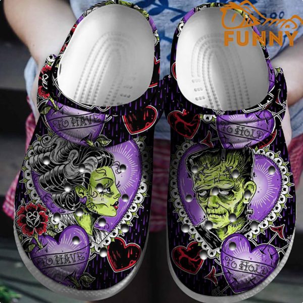 Vintage Frankenstein Romance Purple Crocs