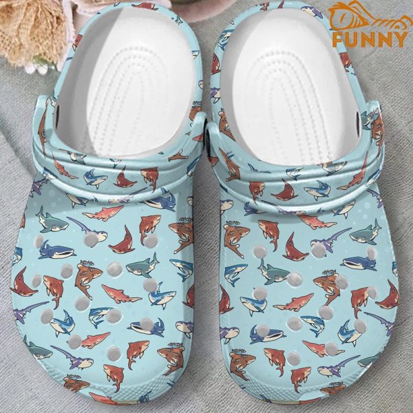 White Shark Pattern Crocs