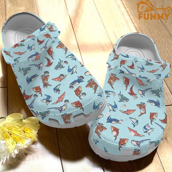 White Shark Pattern Crocs