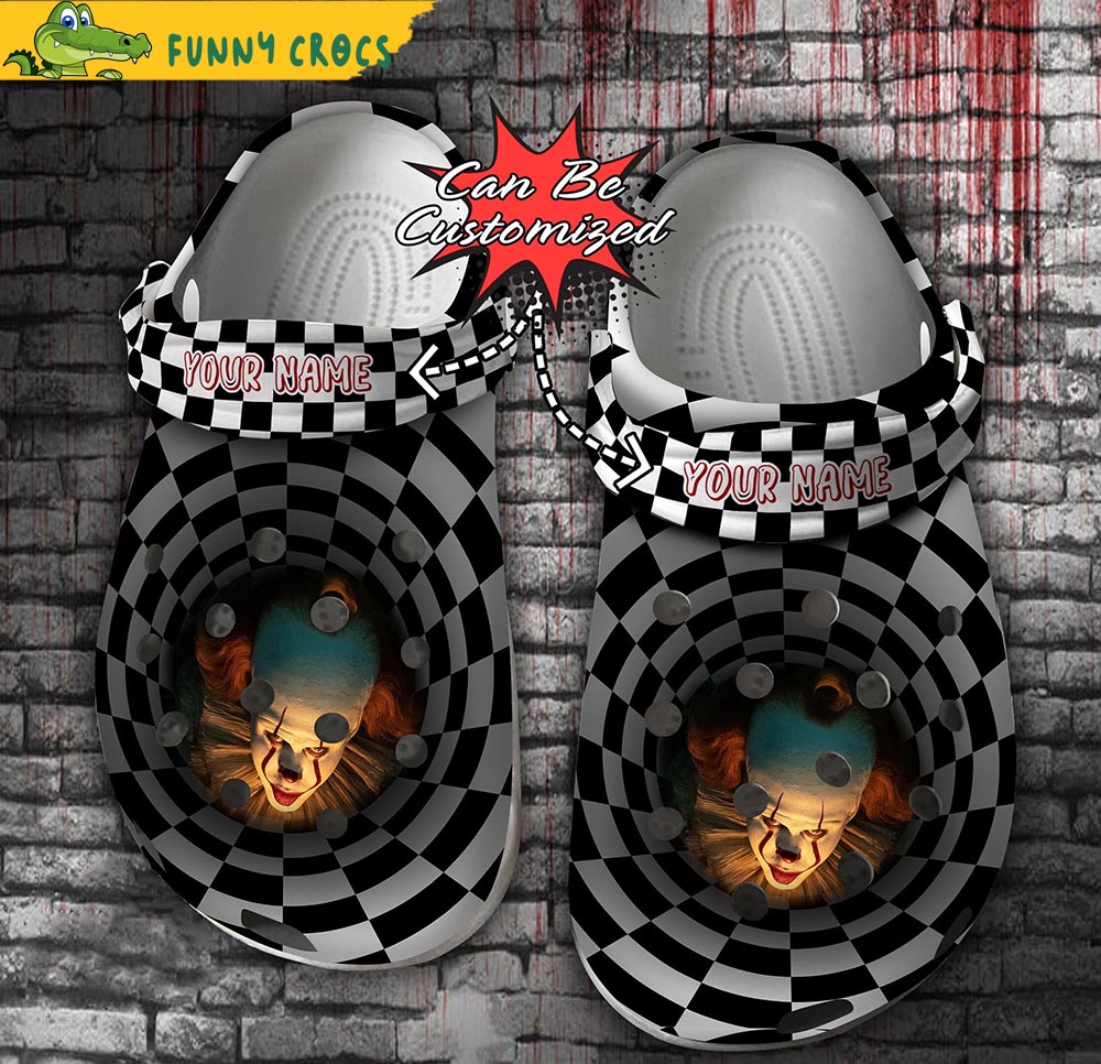 Personalized IT Pennywise Crocs Halloween, Checkered Tunnel