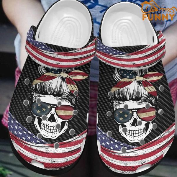 American Flag Skull Mom Crocs