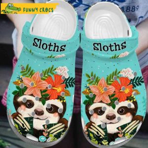 Baby Sloth With Flower Floral Crocs