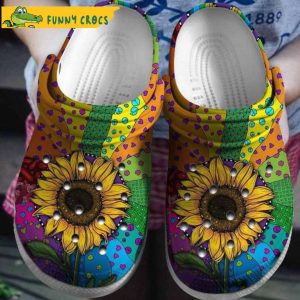 Be Sunshine Like Sunflower Hippie Colorful Floral Crocs