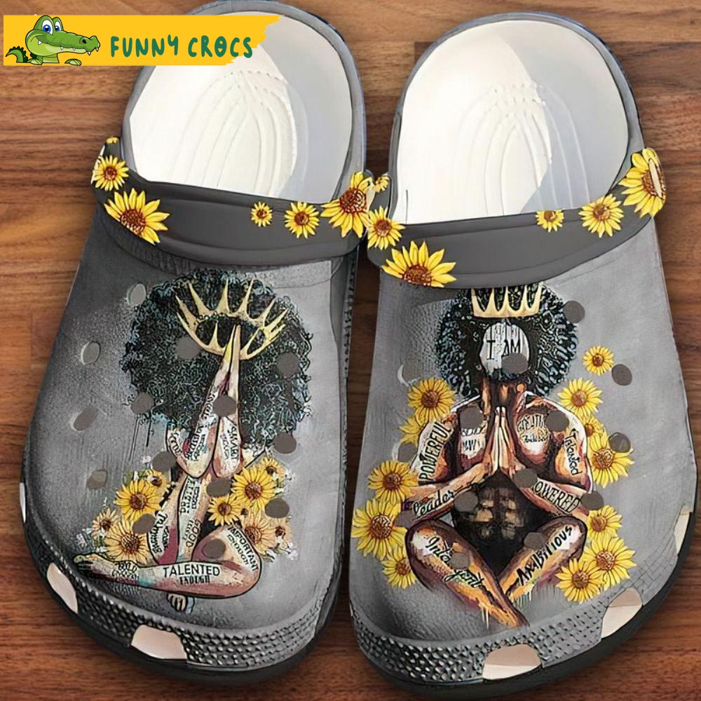 Black Afro King Queen Couple Family Floral Crocs