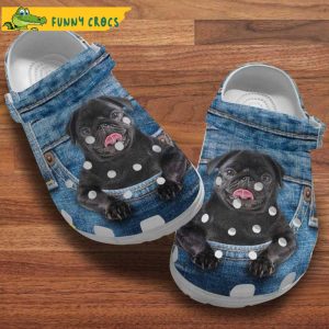 Black Pug Dog Croc Shoes