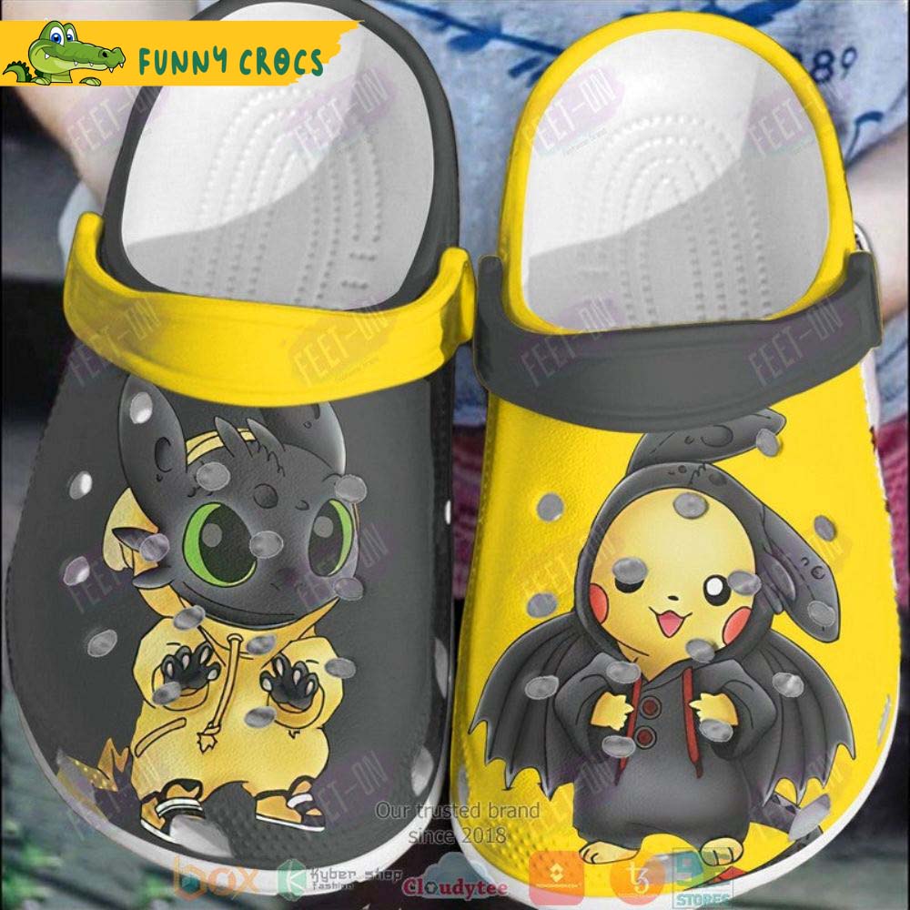 Black Stitch And Pikachu Halloween Crocs Clog Shoes