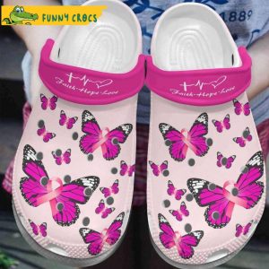 Breast Cancer Awareness Christian Faith Hope Loves Butterfly Crocs