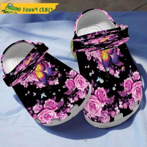 Butterfly And Pink Rose Crocs