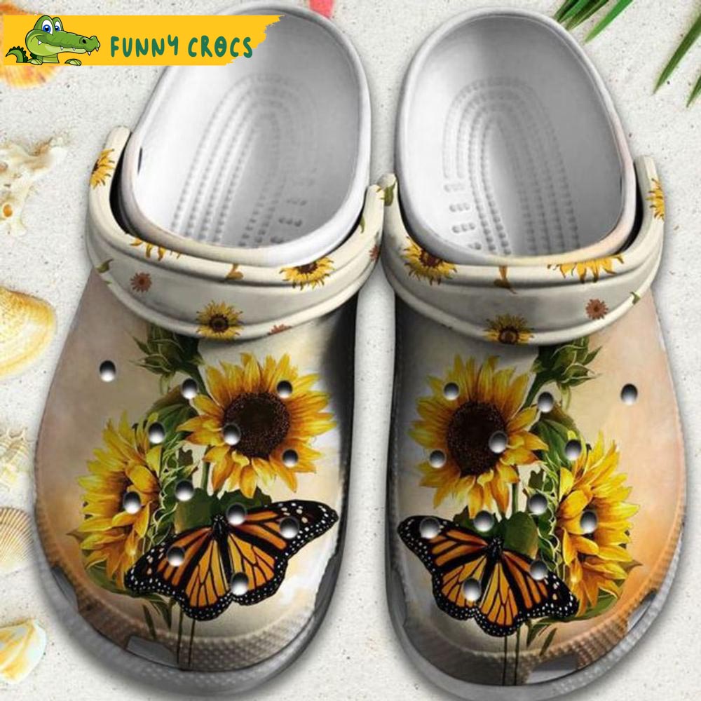 Butterfly On Sunflower Crocs