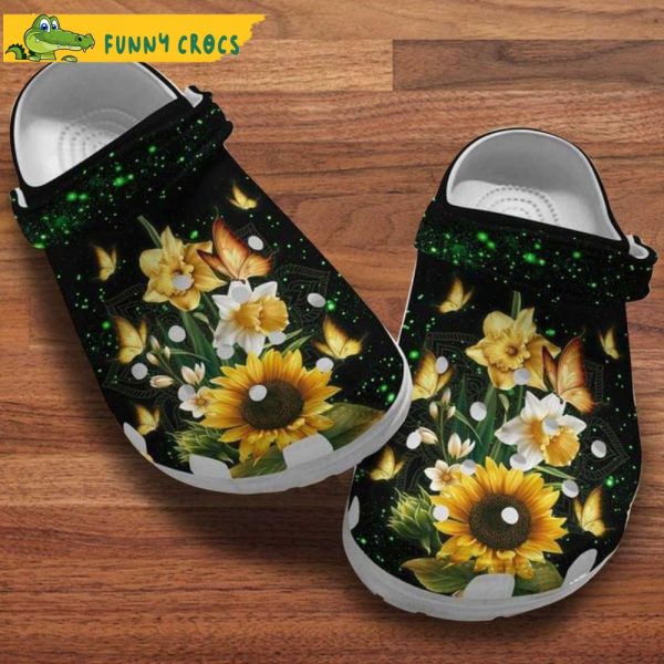 Butterfly Sunflowers Floral Crocs