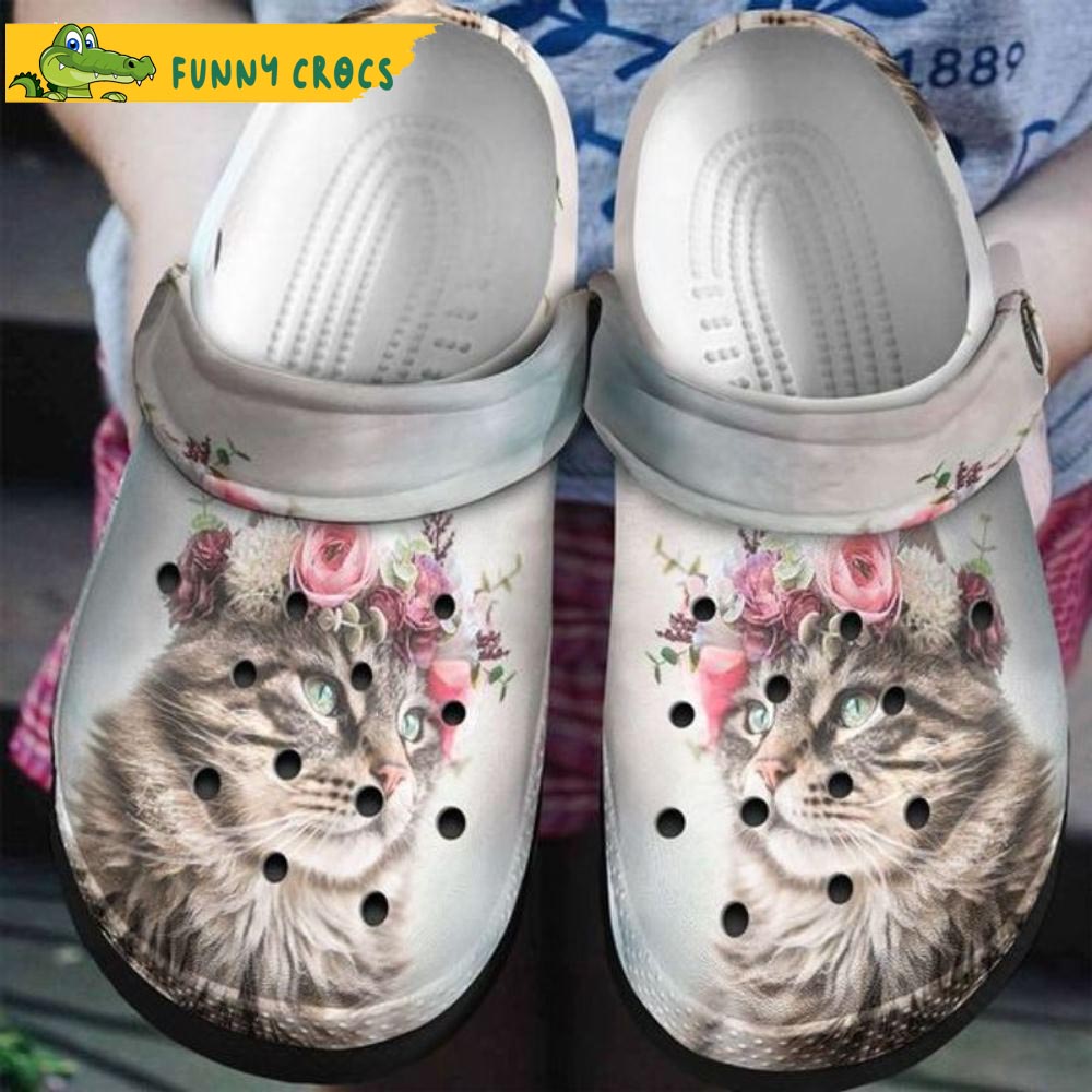 Cat With Beautiful Eyes Pretty Flower Crocs - Discover Comfort And ...