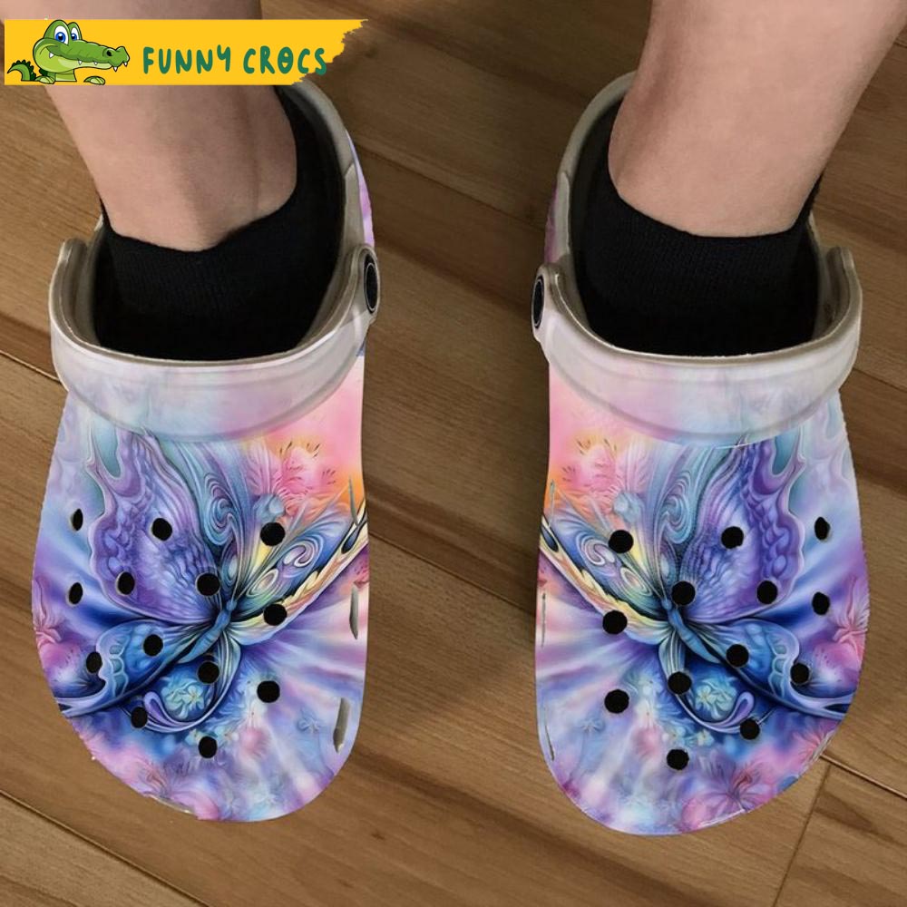 Colorful Beautiful Blue Butterfly Crocs