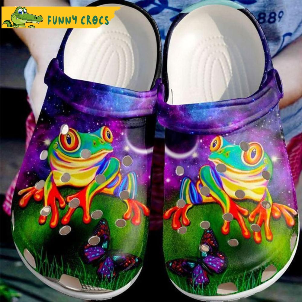 Colorful Frog And Butterfly Crocs