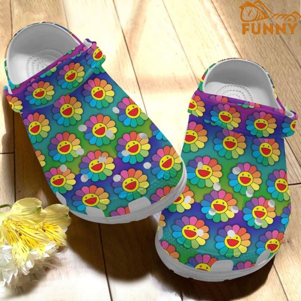 Colorful Hippie Flowers Crocs