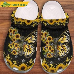 Cross Faith Sunflower Butterfly Crocs