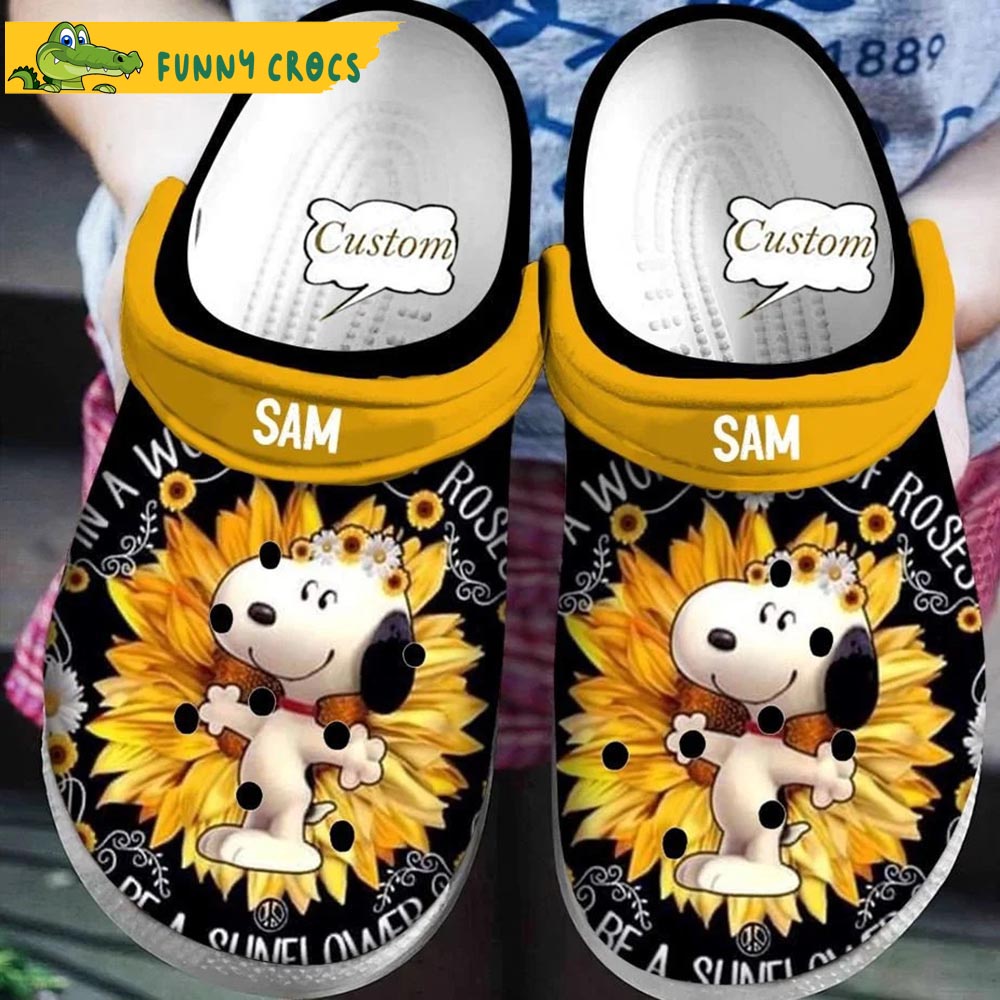 Custom Floral Sunflowers Snoopy Crocs