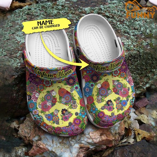 Custom Flowers For Peace Hippie Crocs