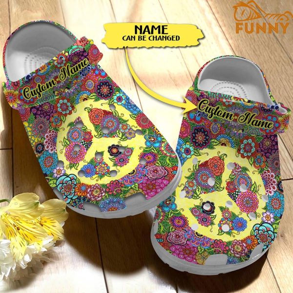 Custom Flowers For Peace Hippie Crocs