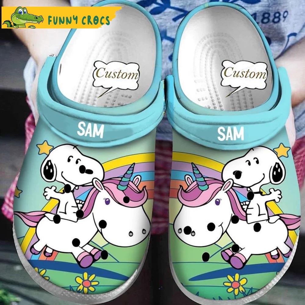 Custom Rainbow Unicorn Snoopy Crocs