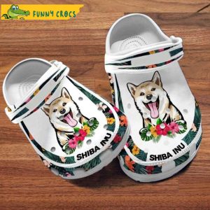 Customized Shiba Inu Hibiscus Funny Dog Crocs