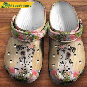 Cute Dalmatian Flower Wreathdalmatian Crocs Clog Shoes