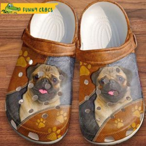 Cute Pug Dog Leather Paw Crocs
