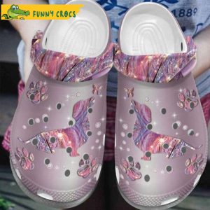 Dachshund Puppy Butterflies Pink Hologram Pattern For Dachshund Mom Crocs Clog Shoes