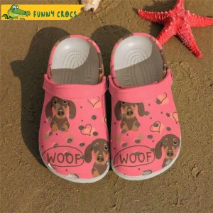 Dachshund Puppy Woof Heart Pink Dog Crocs