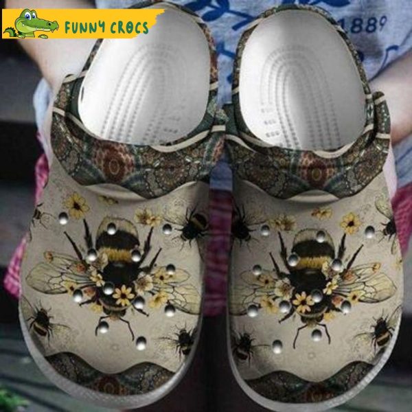 Floral Bee Mandala Pattern Crocs