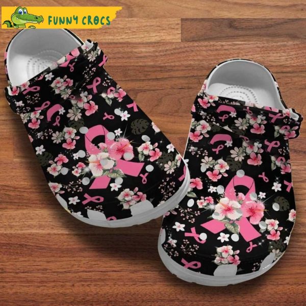 Floral Breast Cancer Awareness Pink Ribbon Crocs