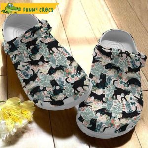 Funny Black Cat Flower Pattern Crocs