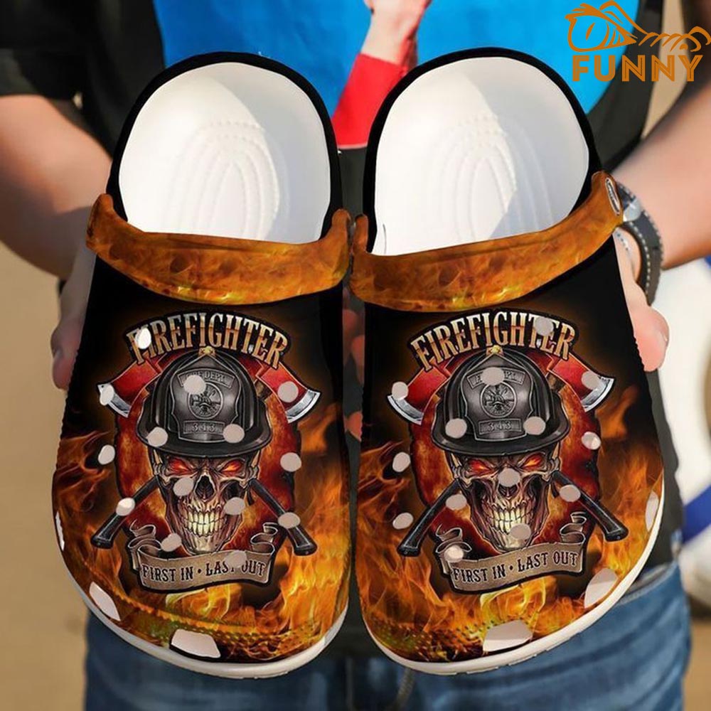 Funny Firefighter Skull Crocs Clog Shoes