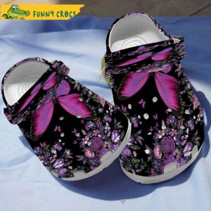 Funny Purple Butterfly Floral Crocs