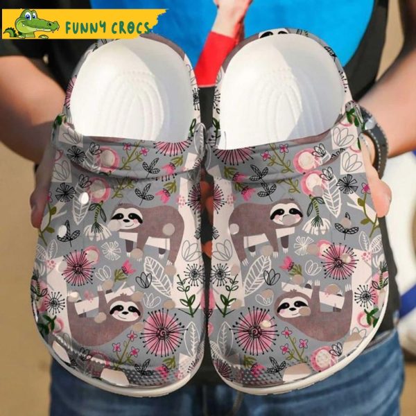 Funny Sloth Florals Pattern Crocs