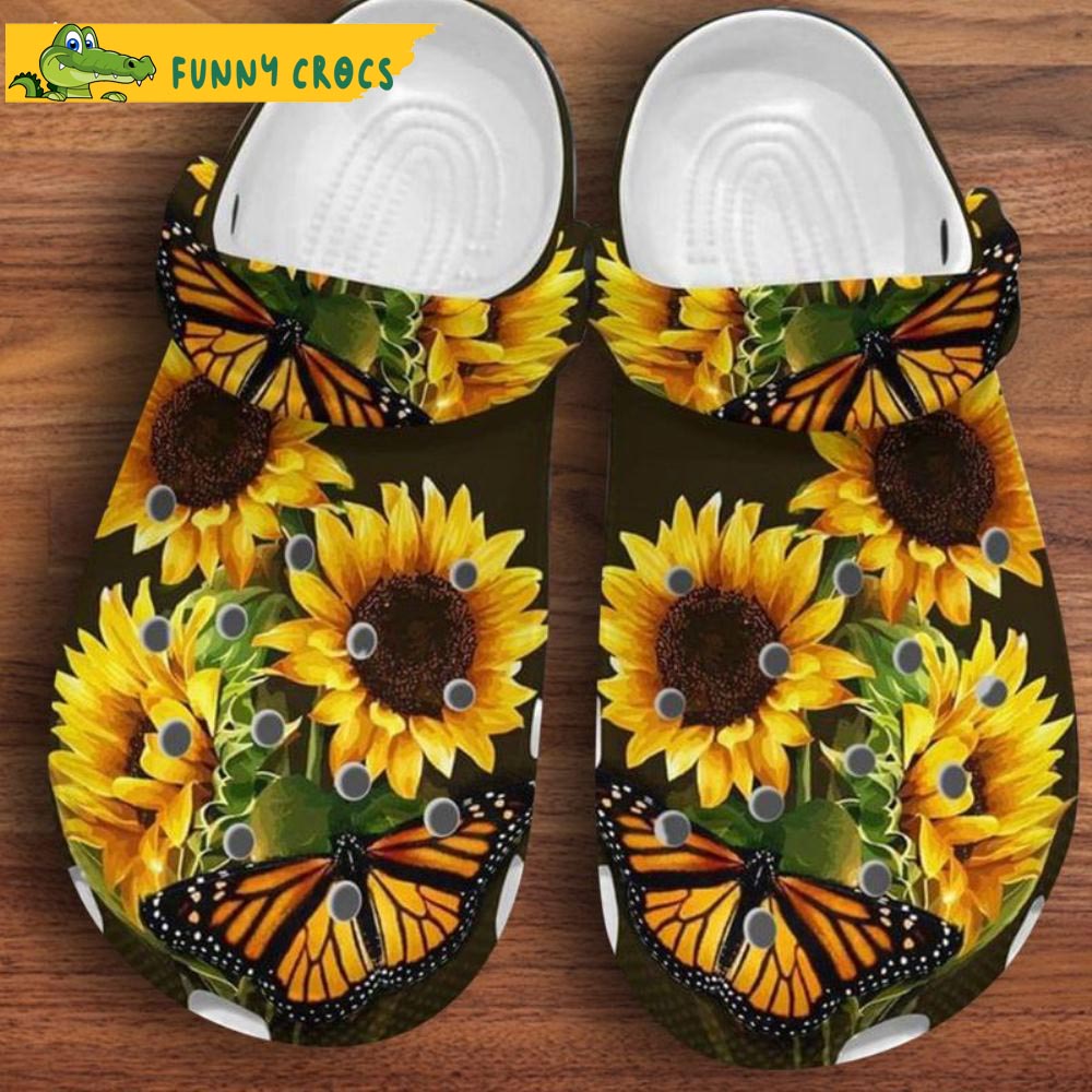 Funny Sunflower And Butterfly Crocs