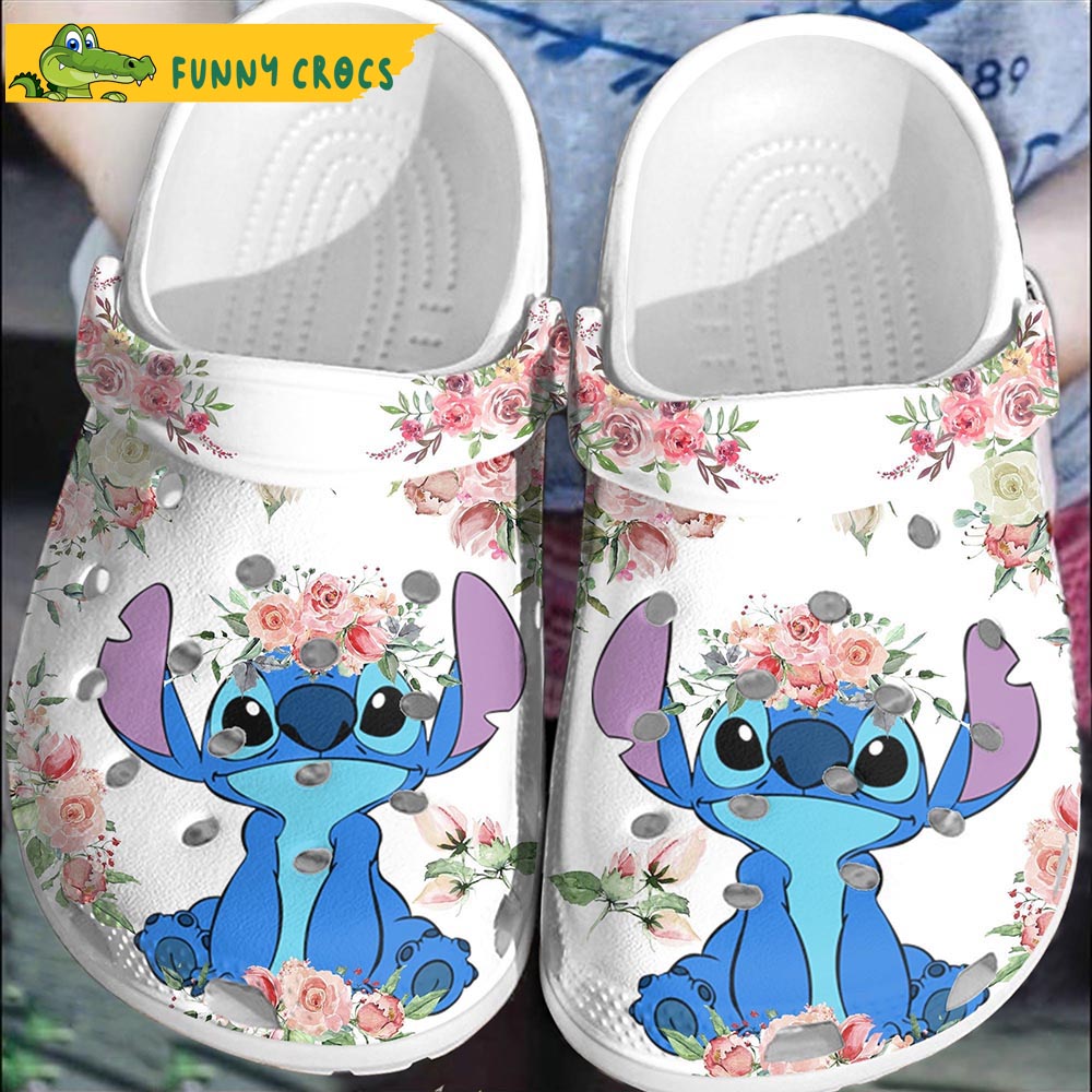 Funny Disney Stitch Floral Crocs Crocband Clog - Discover Comfort And ...