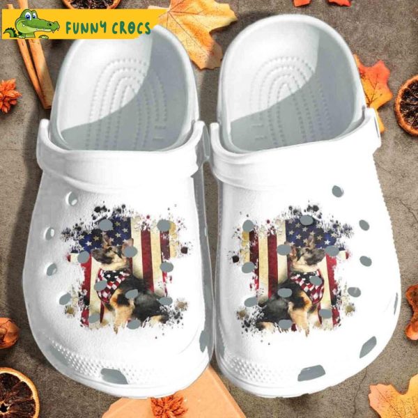 German Shepherd Dog American Flag Cute Crocs