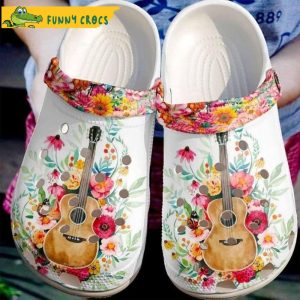 Guitar Sunflowers Roses Butterflies Birthday For Guitar Lovers Crocs Clog Shoes