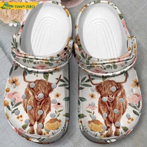 Highland Cow Floral Crocs Clog Shoes 3