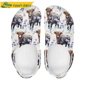 Highlands Cow Print Clogs – Fun And Unique Footwear For Animal Lovers Crocs Clog Shoes
