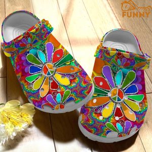 Hippie Colorful Flowers Crocs 1