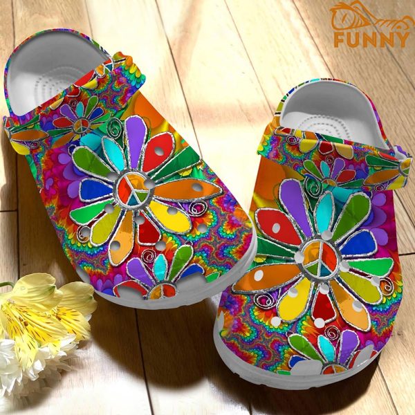Hippie Colorful Flowers Crocs