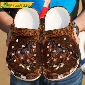 Horse The Charming Brown Floral Pattern Crocs