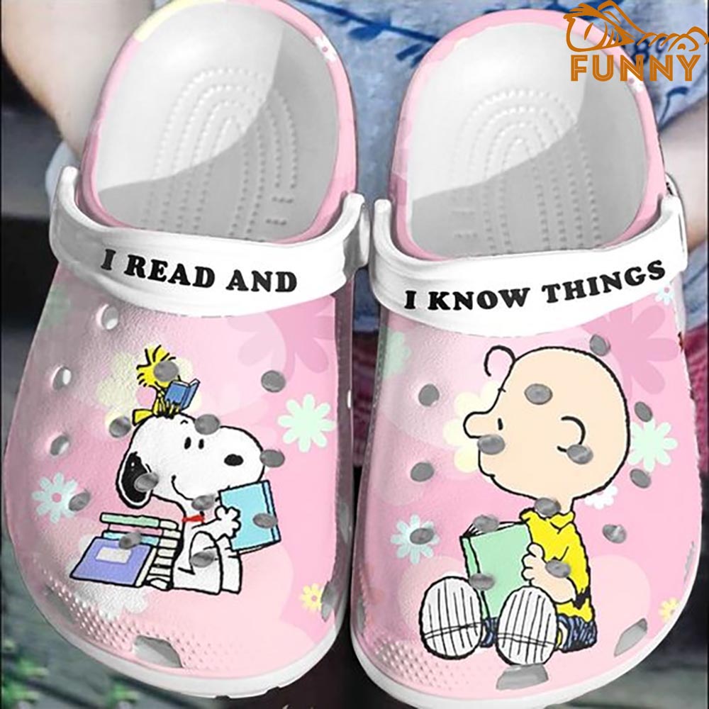 I Read And I Know Things Snoopy Crocs