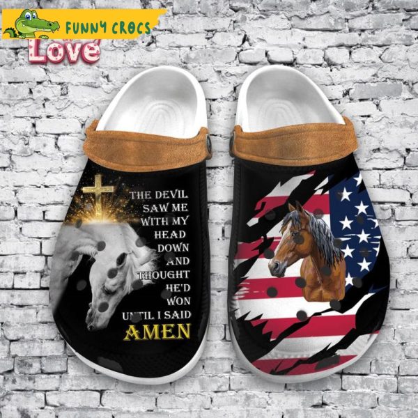 Jesus Horse American Flag Crocs