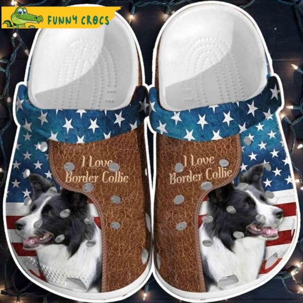 Love Border Collie Usa Flag Dog Crocs Shoes