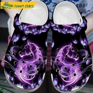 Lovely Horse And Butterfly Purple Crocs