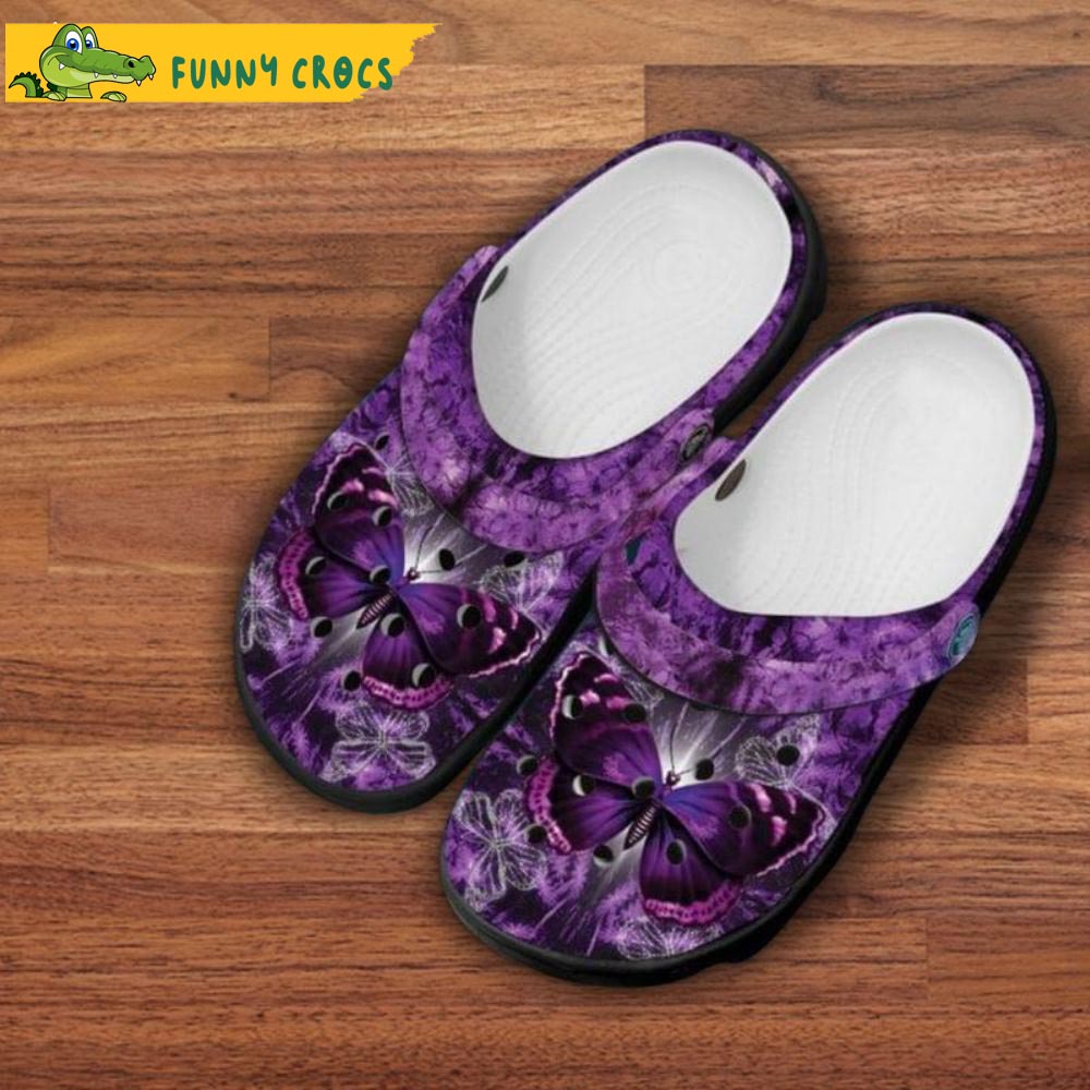 Lovers Birthday Purple Butterfly Crocs - Step into style with Funny Crocs
