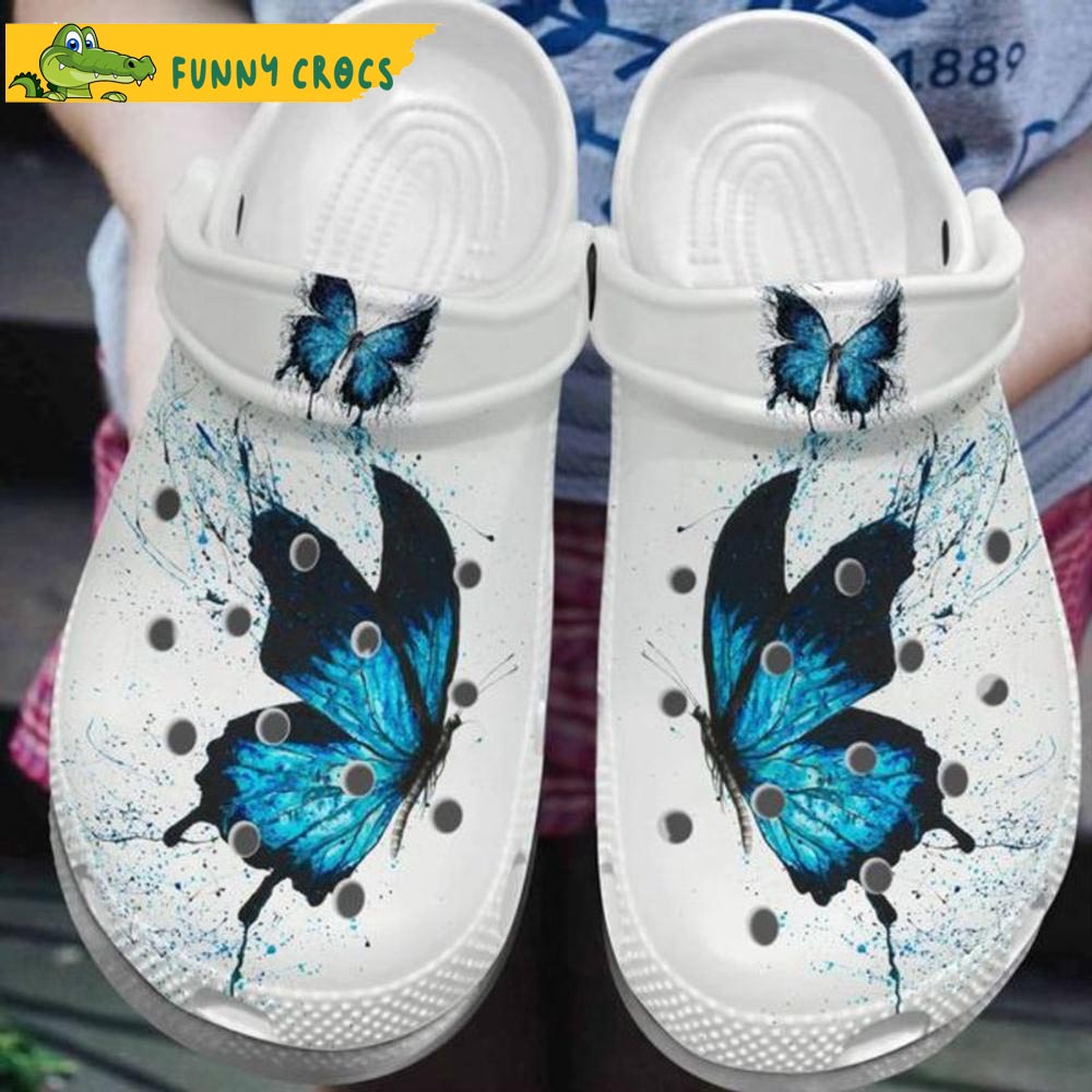 Painting Blue Butterfly Crocs - Step into style with Funny Crocs