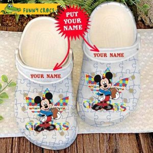 Personalized Autism Awareness Mickey Mouse Disney Adidas Adults Crocs Clog Shoes